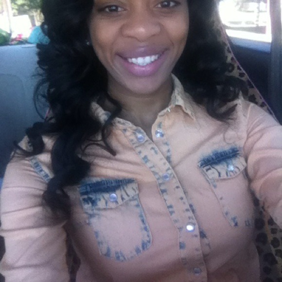 Bleached jean button up