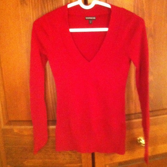 Express Red V-neck sweater