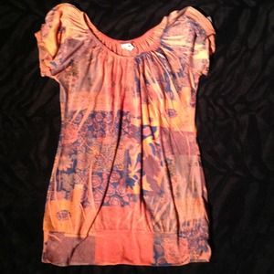Orange n blue flower top!!!