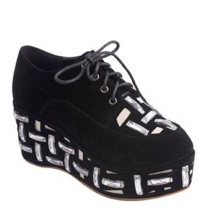 Jewel embellished platform lace ups