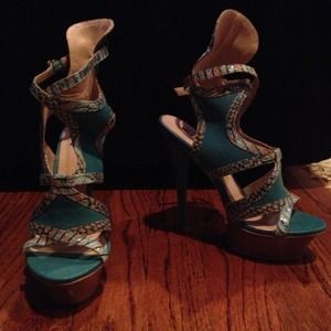 Green snake skin heels