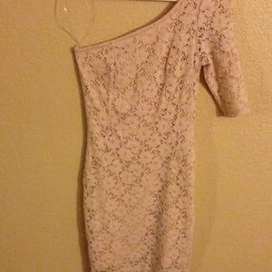 Foreign exchange lace one shouldered dress