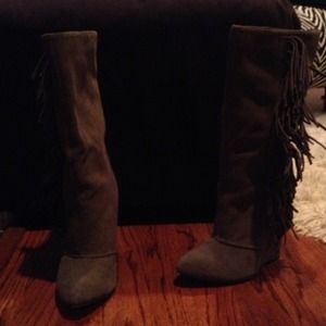 Sway gray fringe boots