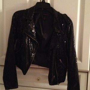 Sequinced faux leather jacket