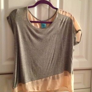 Gray and pink sheer shirt