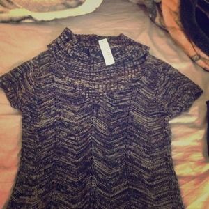 Black/grey marled cowl neck sweater