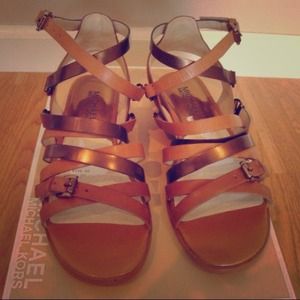 Michael Kors strappy brown leather sandal