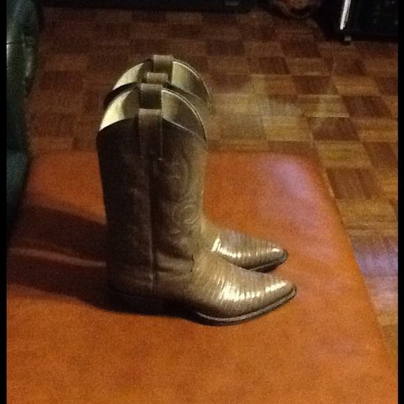 Justin lizard cowboy boots. Taupe 7B - Picture 2 of 4