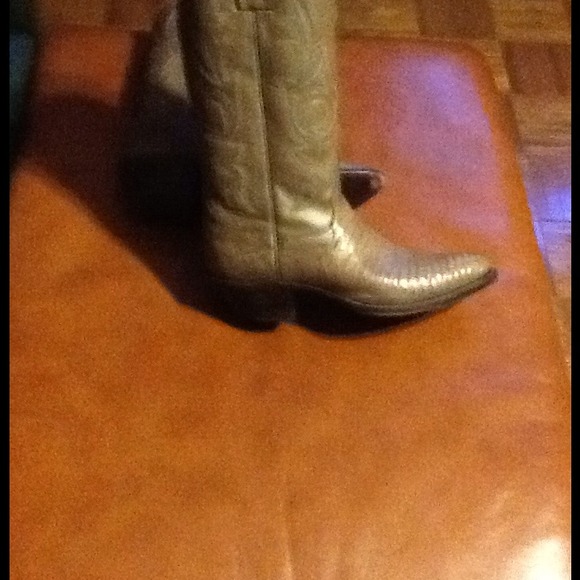 Justin lizard cowboy boots. Taupe 7B - Picture 4 of 4