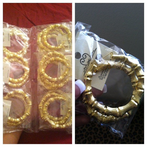 Gold bamboo earrings