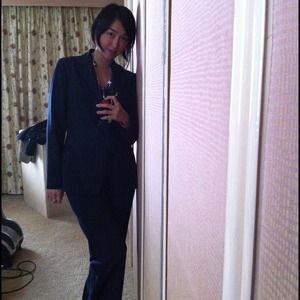 Ann Klein Pinstripe Suit in Dark Blue