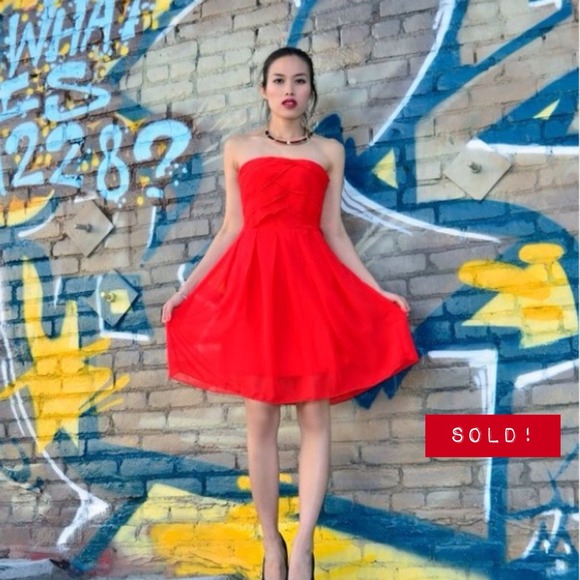 *SOLD* Ruby red chiffon dress