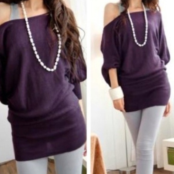 #64b - Open Shoulder Sweater Top - Picture 2 of 2