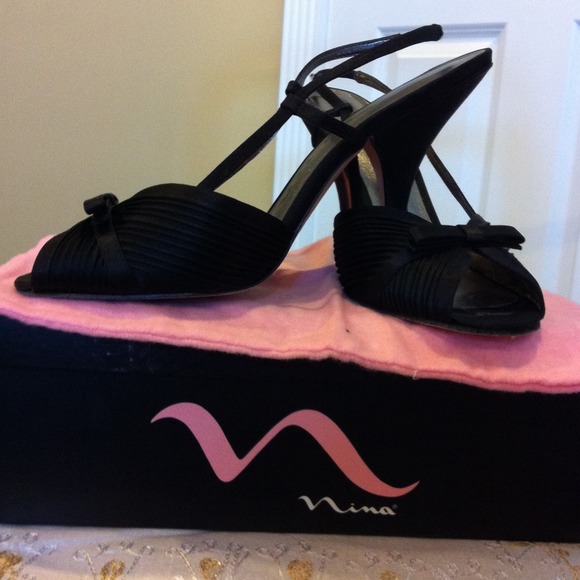 Beautiful satin black Nina sandals