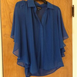 Blue bebe sheer top XS