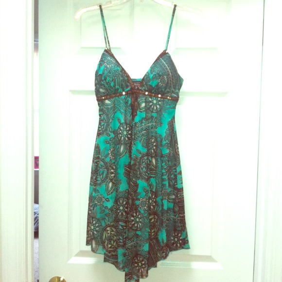 SOLD*****Turquoise patterned bra top dress