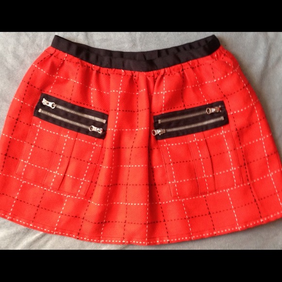 Anna Sui red plaid skirt