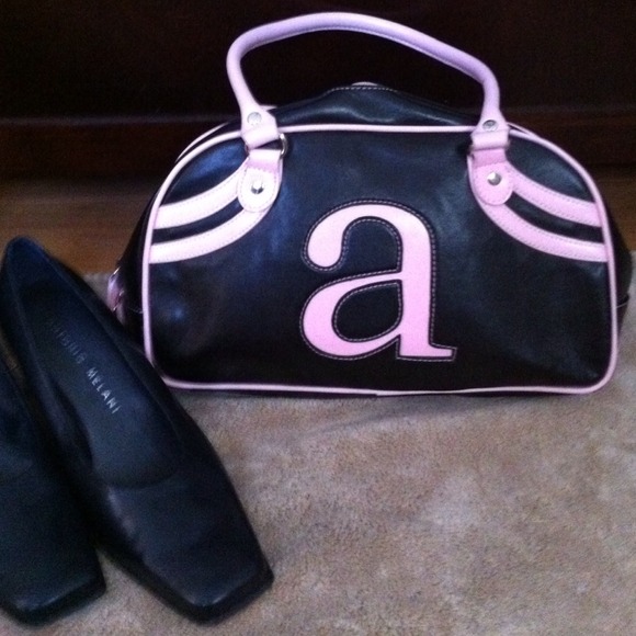 Retro looking black & pink "a" purse