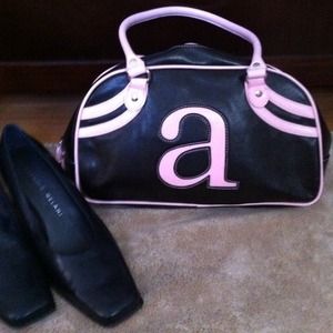 Retro looking black & pink "a" purse