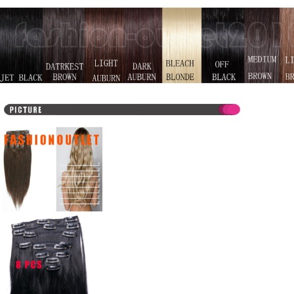 SOLD-NEW "DARK BROWN" 8 PIECE HAIR EXTENSIONS - Picture 2 of 3