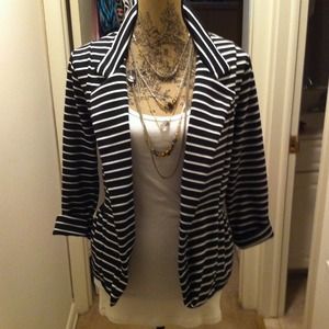 Black/White Peplum Stripe Jacket