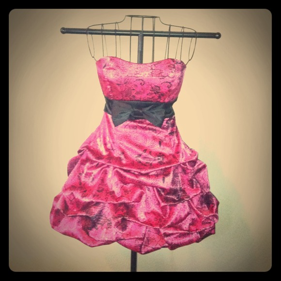 Beautiful pink with black dress.