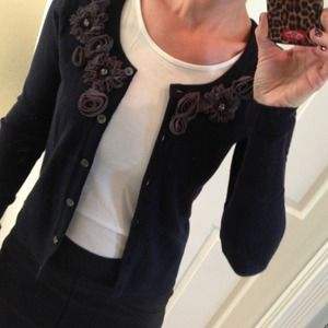 Abercrombie & Fitch Navy Cardigan with flowers