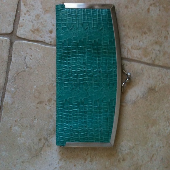 Faux snakeskin clutch