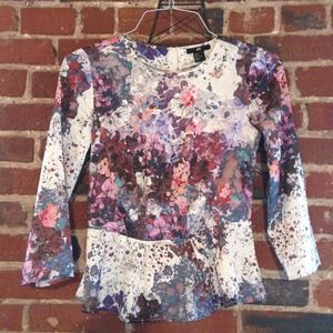 H&M purple floral blouse sz 2