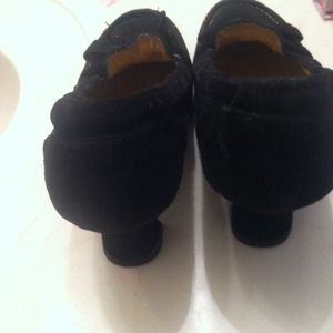 Black Suede small heel shoes.