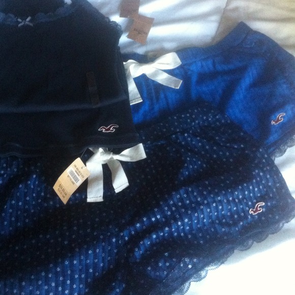 NWT 2 Hollister pj shorts blue navy size L large - Picture 3 of 3
