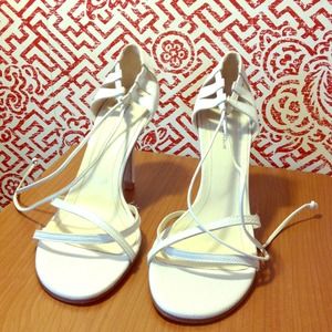 White Stiletto Sandal Heels