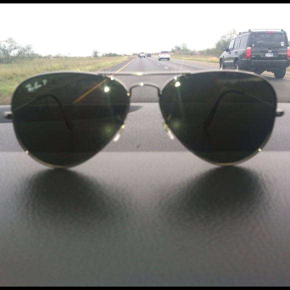 Ray bans aviator style black lenses polarized