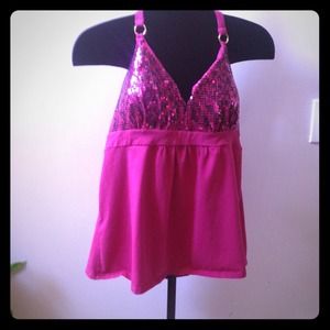 Hot pink sequin bra top