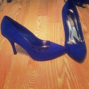 Blue suede heels