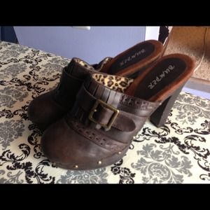 RESERVED!!!! Brown clog heels slip on size 10
