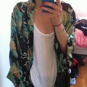 Olivaceous Silk Kimono