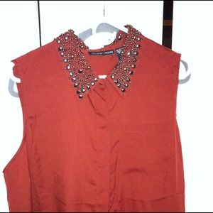 Gorgeous rust sleeveless high low shirt reserved