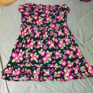 Op brand flowered strapless dress