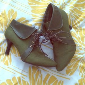 Army green booties/shoe boots