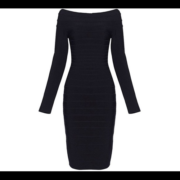 Sexy long sleeve blk bandage dress.