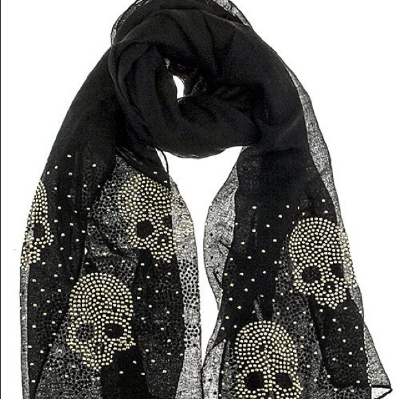 🔴SOLD🔴Crystal Studded Skull Scarf - Picture 2 of 2