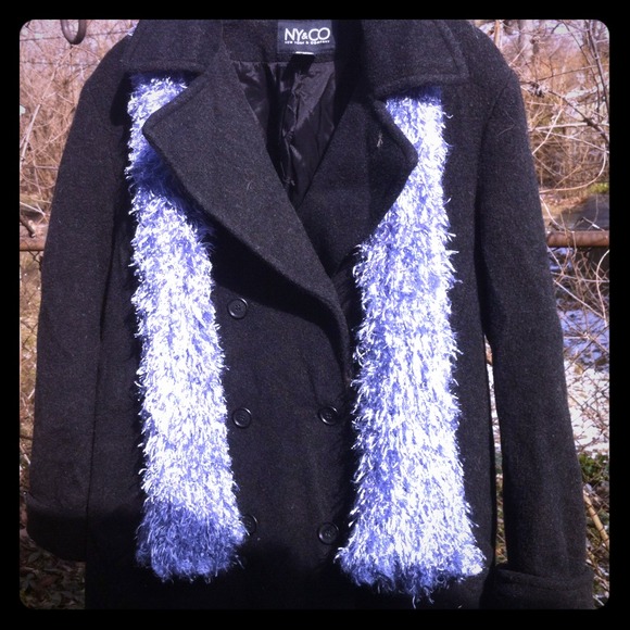 Dark charcoal gray long wool winter coat