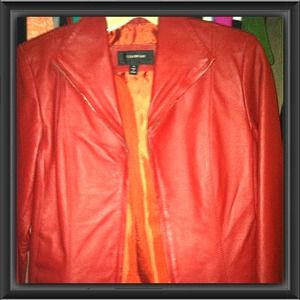 Women's 100% Red leather fitted jacket
