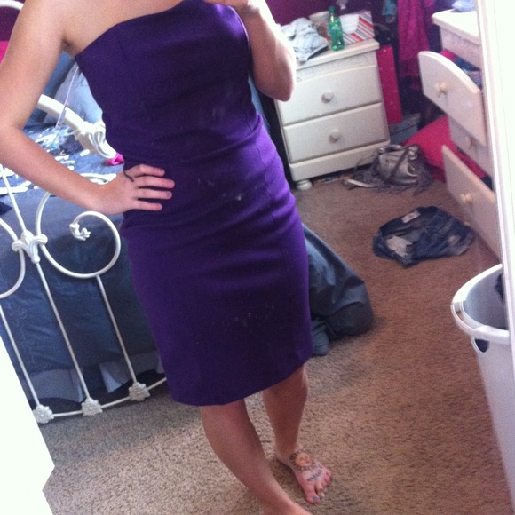 Purple cotton pencil dress - Picture 1 of 2