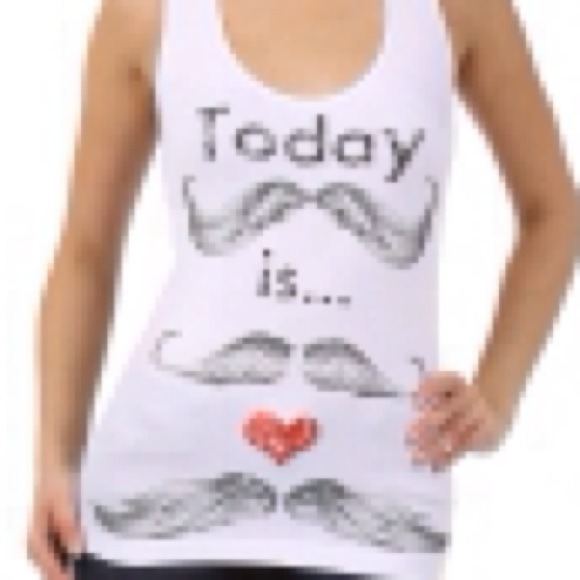 Graphic mustache tank.