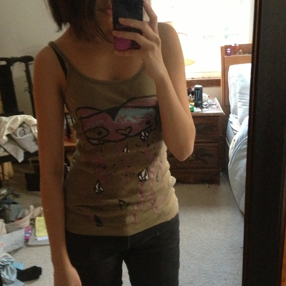 Olive green Volcom graphic tank