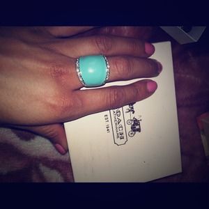 Turquoise ring with rhinestones!