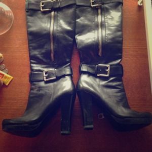 BCBG Girls Black Buckle Boots