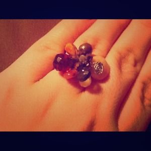 Brown beaded cluster ring